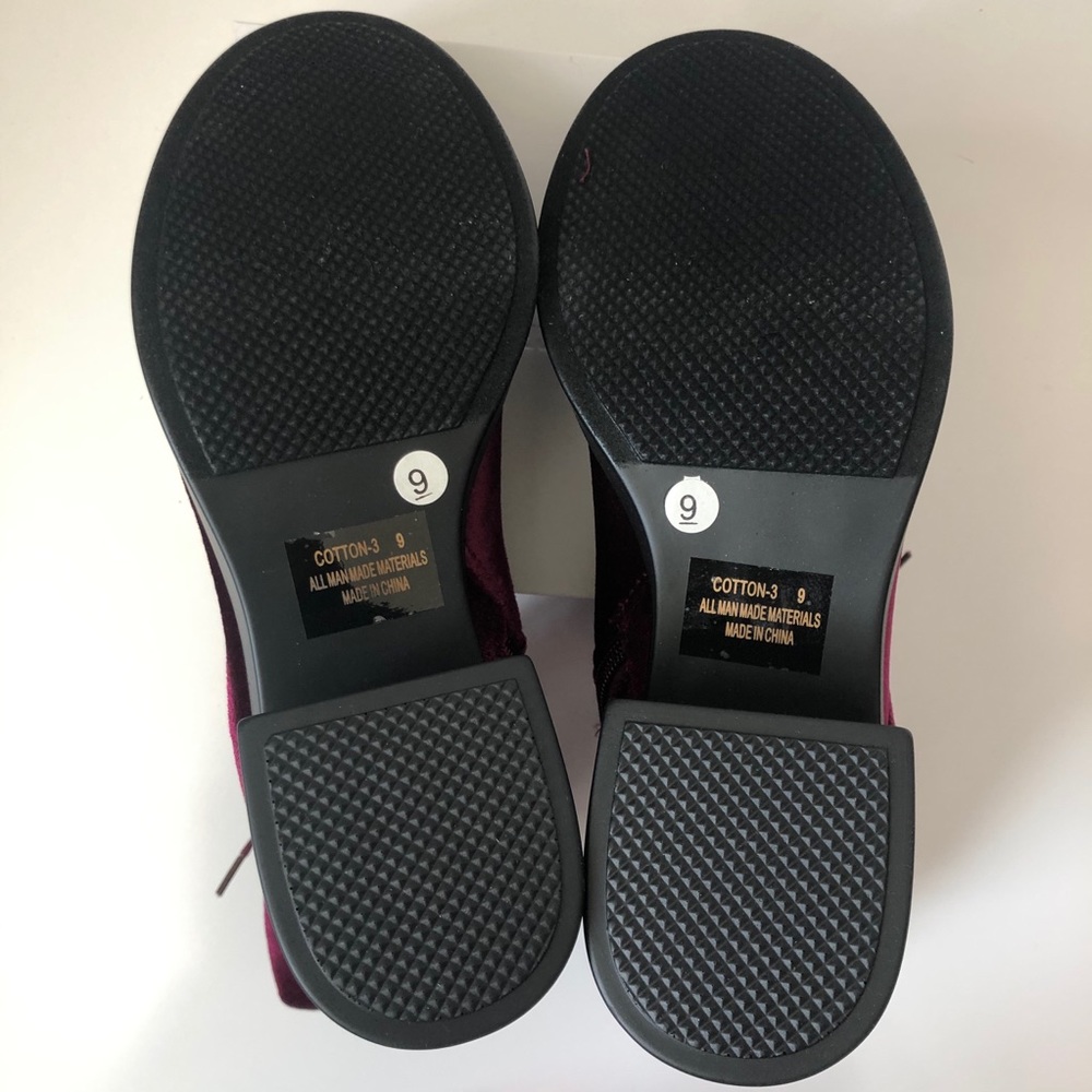 Wine Velvet Boots - Picture 7 of 8